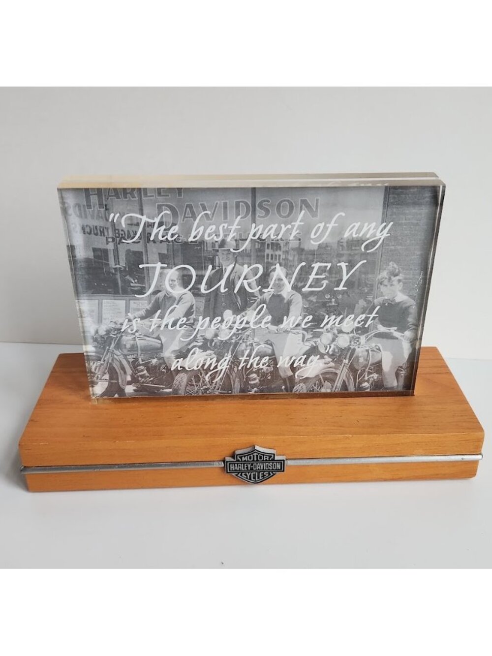 Harley Davidson Desktop Picture Frame Display w/ Wooden Base 4x6"